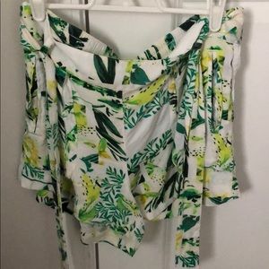 High waisted tropical print shorts